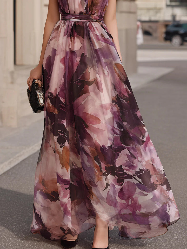 Rosalie | Watercolor Chiffon Maxi Dress