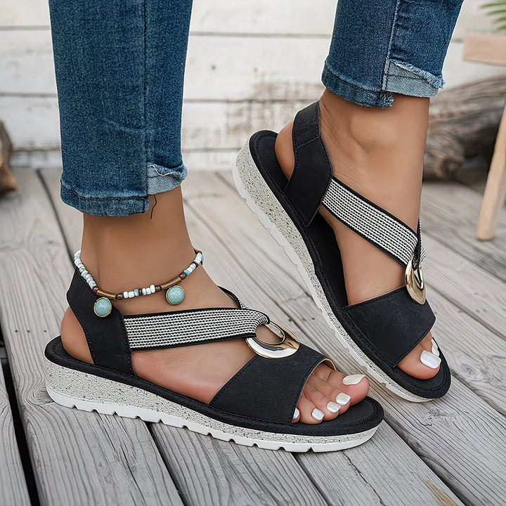 Skylar | Metal Buckle Flat Sandal