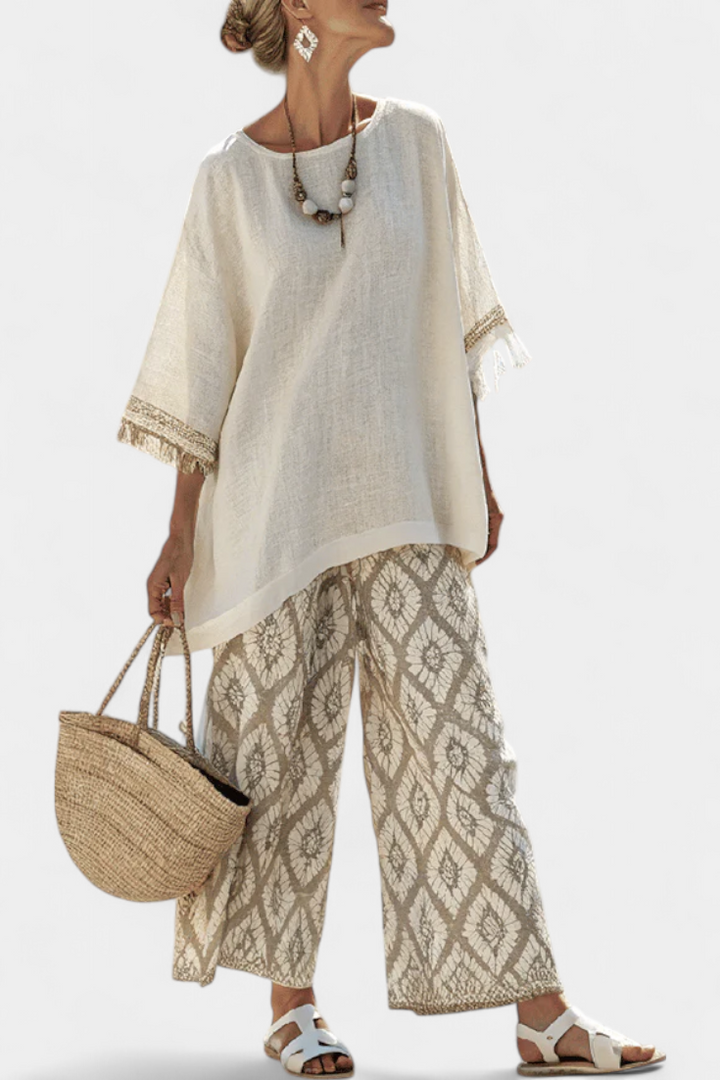 Sophisticated Top & Casual Pants Set