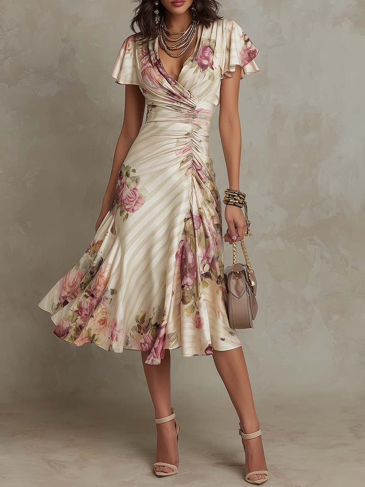 Elena | Floral Wrap Midi Dress