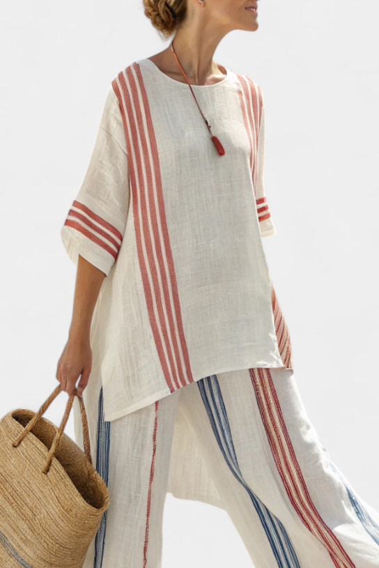 Sophisticated Multicolor Striped Top & Mediterranean Pants