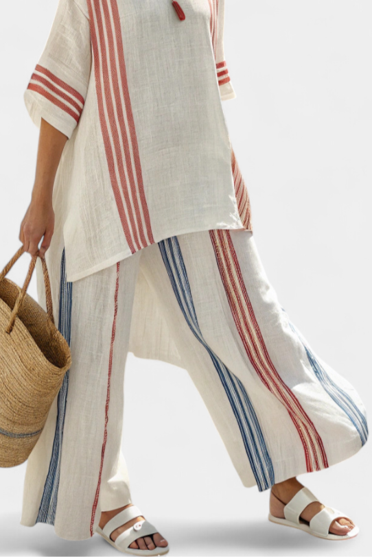 Sophisticated Multicolor Striped Top & Mediterranean Pants