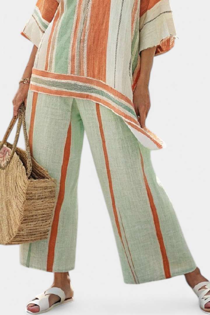 Elegant Asymmetrical Top & Wide-Leg Pants