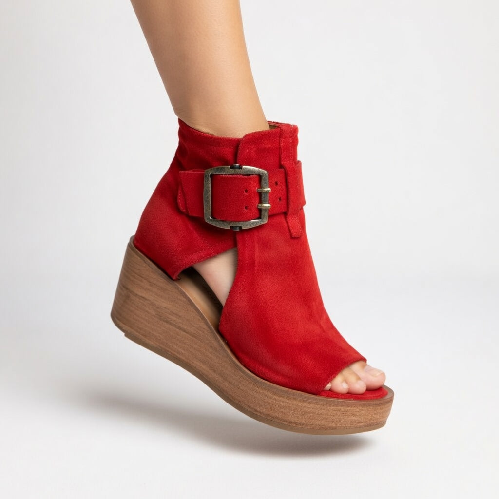 Runske | Wedge Sandals With Ankle Strap Buckle